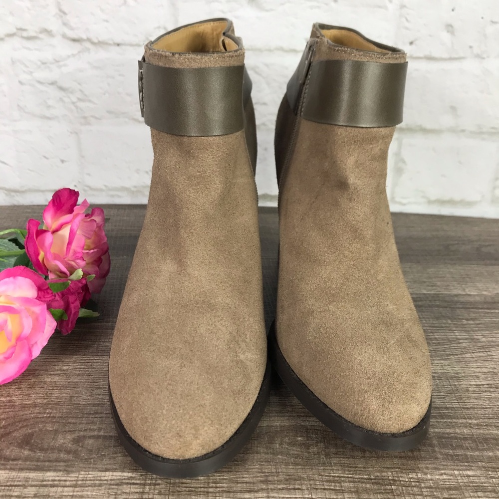 Kensie Massey Fringe Tan Suede Heeled Ankle Boots - Picture 3 of 7